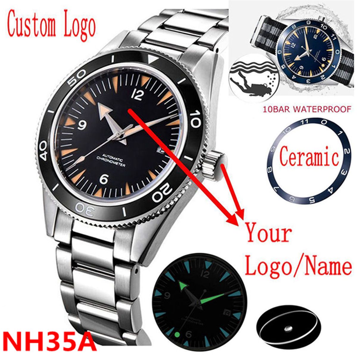 Luxury Watch Deals - Logo personalizzato NH35 Movimento Orologio 10