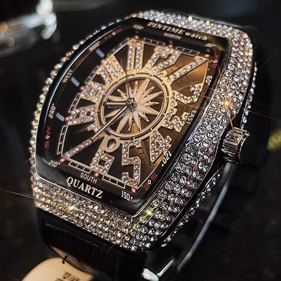 Luxury Watch All Black - Orologio di Lusso Premium con Diamanti,