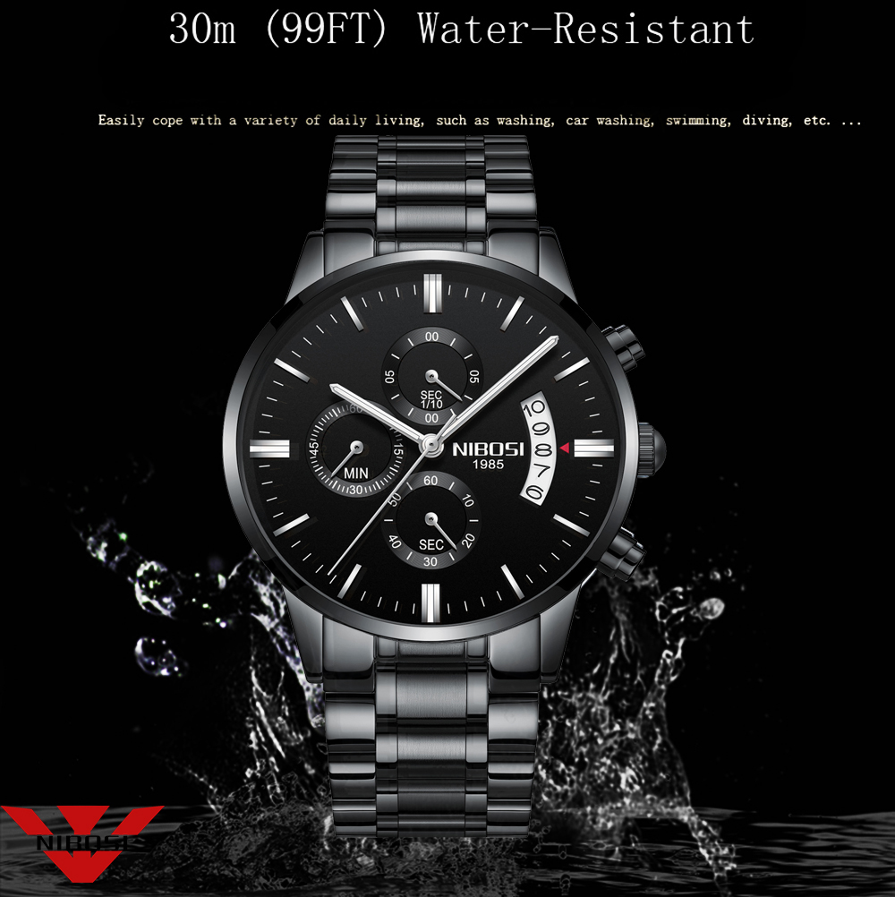 NIBOSI Orologio al quarzo nero - Luxury Watch All Black recensione e prezzo