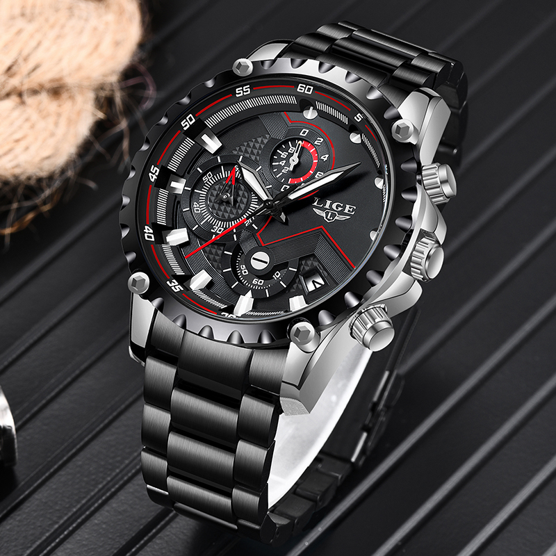 LIGE Top Brand Luxury Mens Fas - Luxury Watch All Black recensione e prezzo